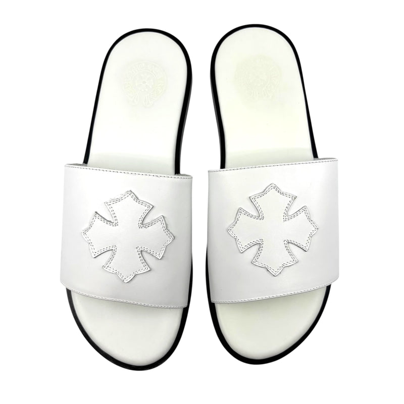 Chrome Hearts Leather Slides White