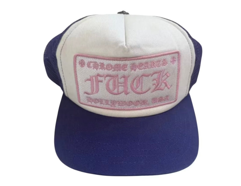 Chrome Hearts Fuck Hollywood Trucker Hat Purple White