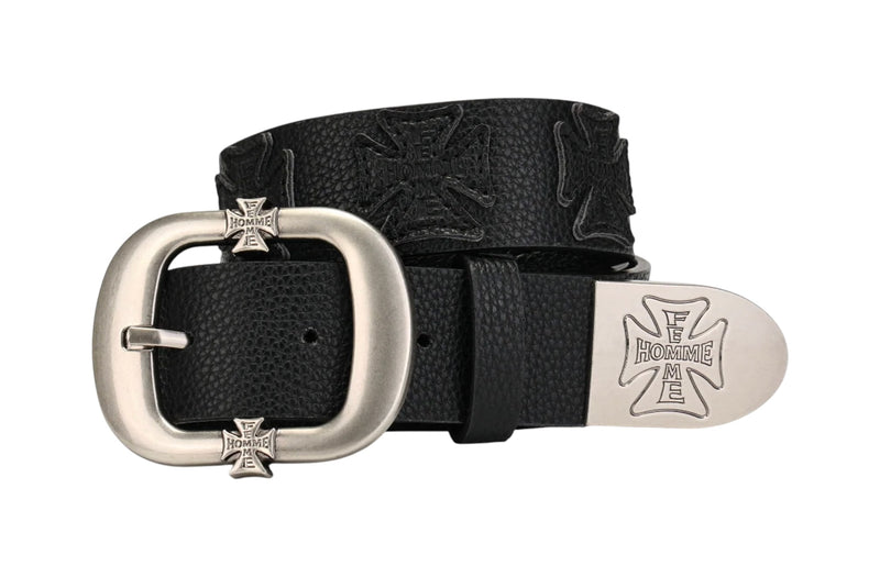 Homme + Femme Iron Patch Belt Black on Black