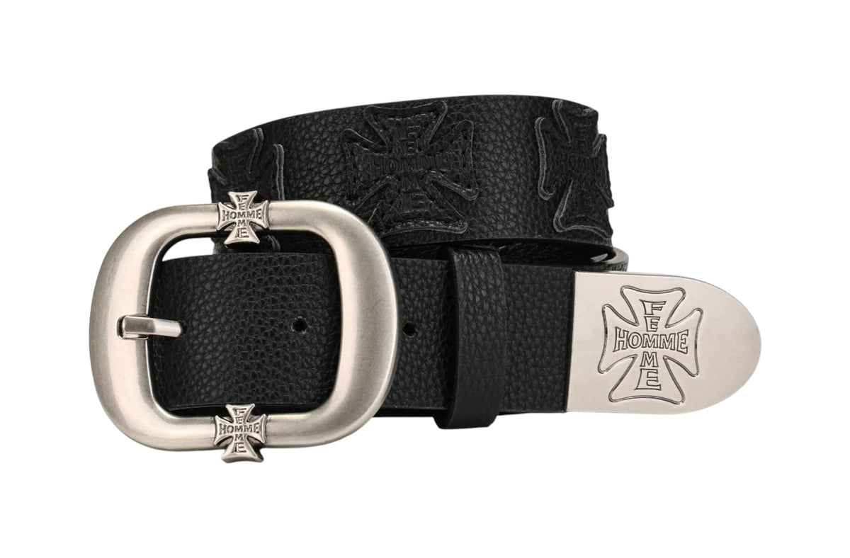 Homme + Femme Iron Patch Belt Black on Black