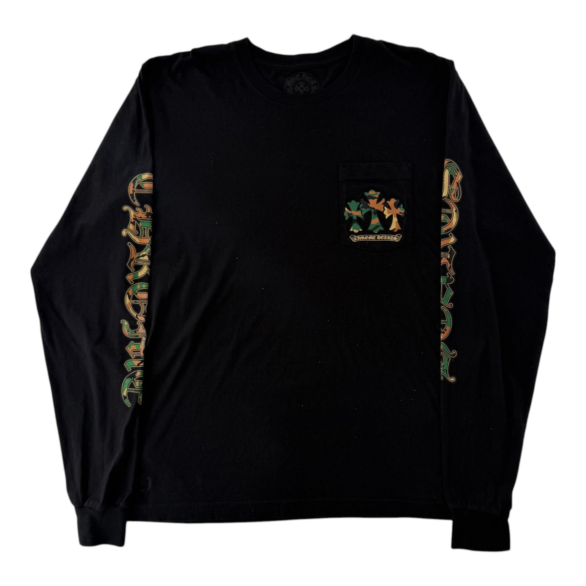 Chrome Hearts Camouflage Cemetery Cross Long Sleeve Pocket Shirt Black