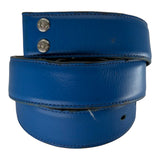 Chrome Hearts Blue Leather Belt Strap (With Rhodium Hardware)