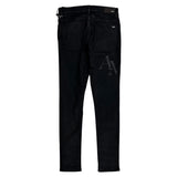 Amiri Waxed Staggered Logo Skinny Jean Black