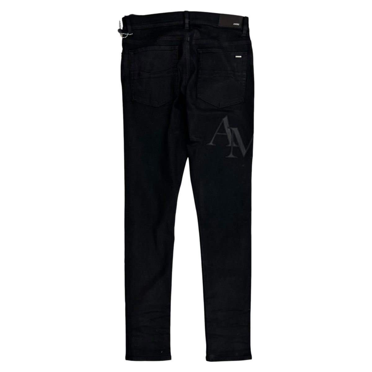 Amiri Waxed Staggered Logo Skinny Jean Black