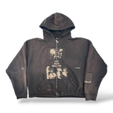 ERD GOD WITH REVOLVER ZIP HOODIE SUN FADED BLACK