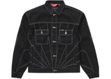 Supreme Radial Embroidered Denim Trucker Jacket Black