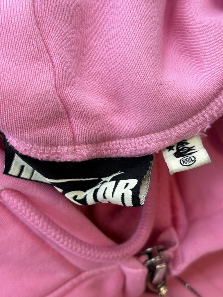 Hellstar Sports Flame Zip Up Hoodie Pink