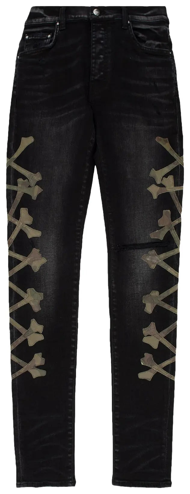 Amiri Camo Bone Jeans Aged Black