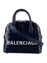 Balenciaga Embossed XXS Ville Top Handle Bag Blue