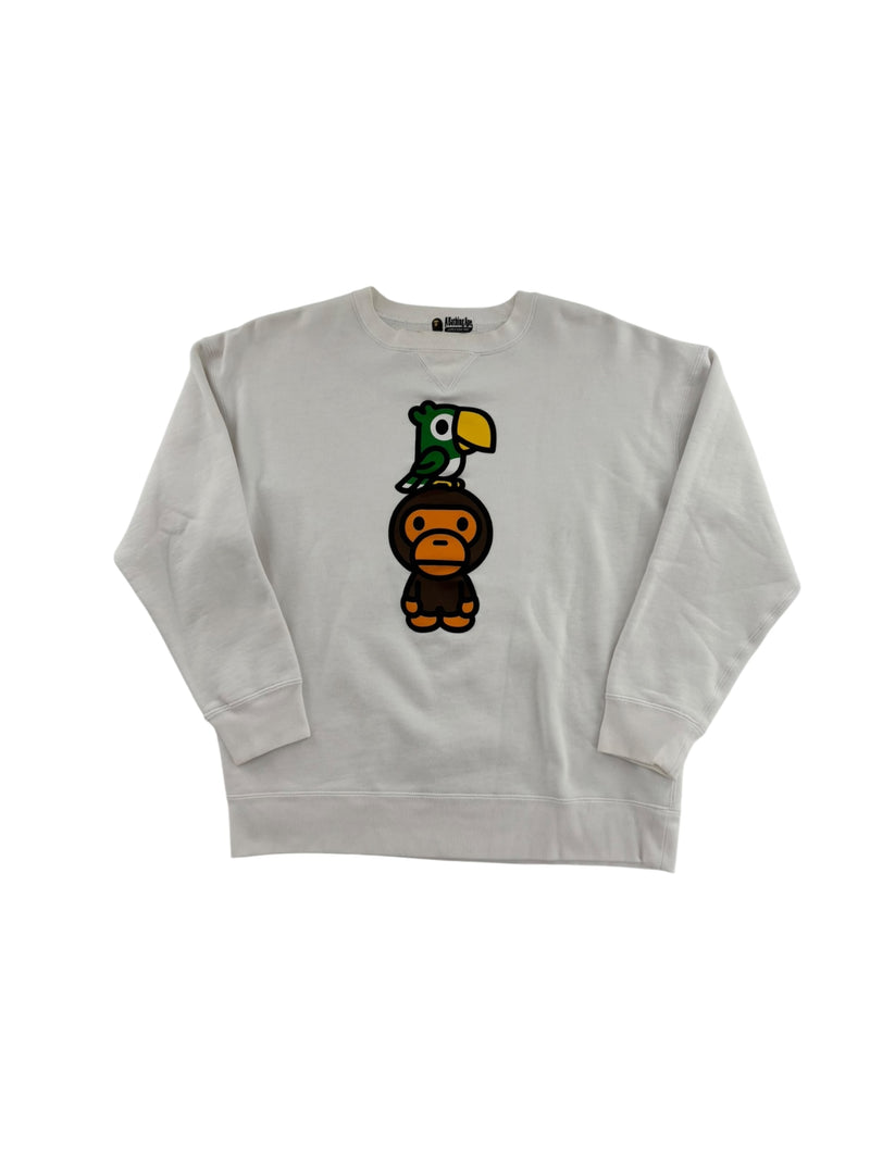 Bape Baby Milo Logo Sweatshirt White