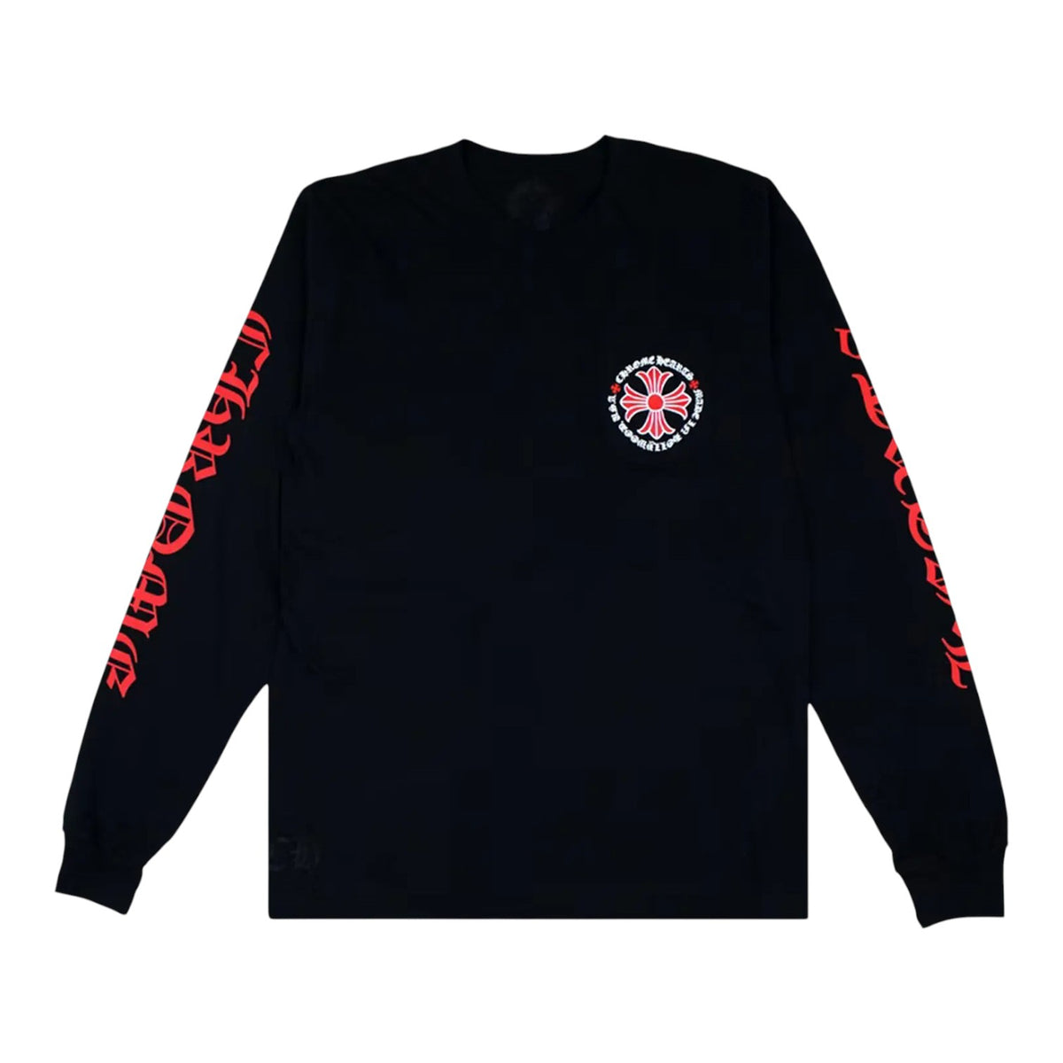 Chrome Hearts Made In Hollywood Plus Cross Long Sleeve Tee Black Red