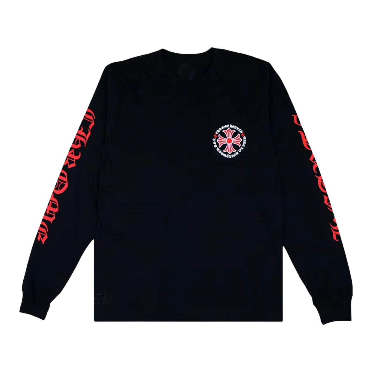 Chrome Hearts Made In Hollywood Plus Cross Long Sleeve Tee Black Red