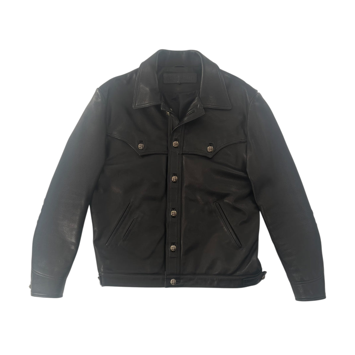 Chrome Hearts Floral Cross Patch Western Leather Jacket Black