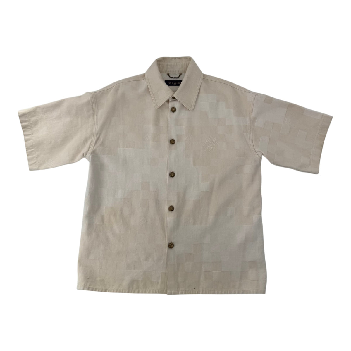 Louis Vuitton Damier Short-Sleeved Denim Shirt Biege
