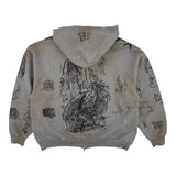 Balenciaga Tattoo Zip-Up Hoodie Grey