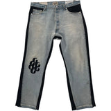 Gallery Dept. Leather Insert Bronco Flare Jeans Blue