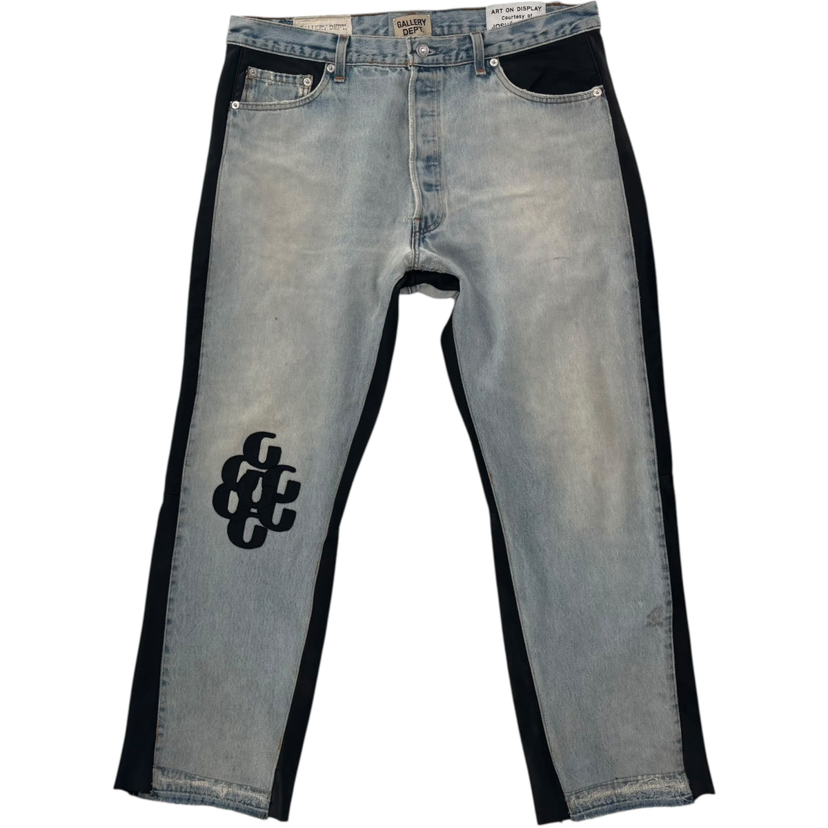 Gallery Dept. Leather Insert Bronco Flare Jeans Blue