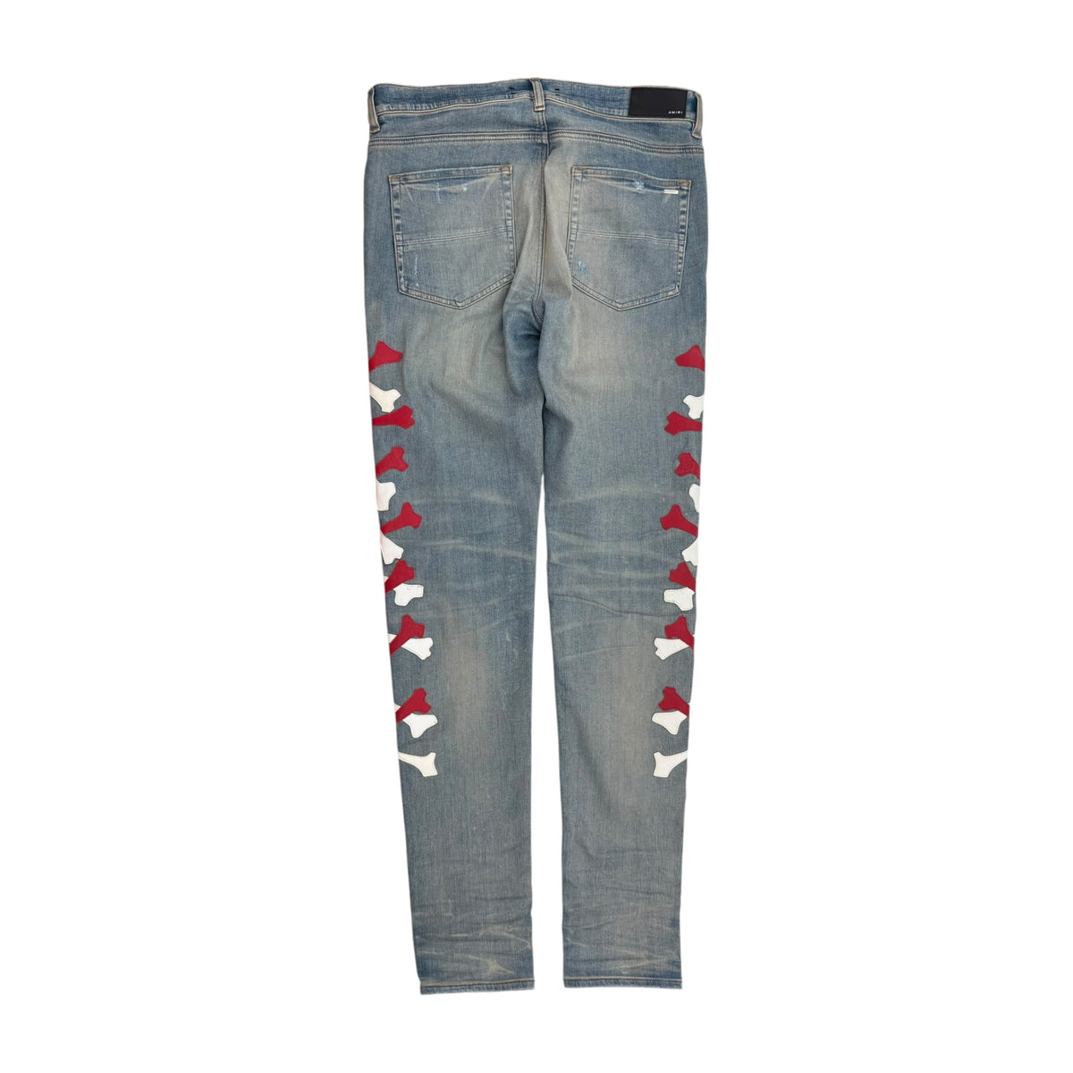 Amiri Bones Appliqué Red White Jeans