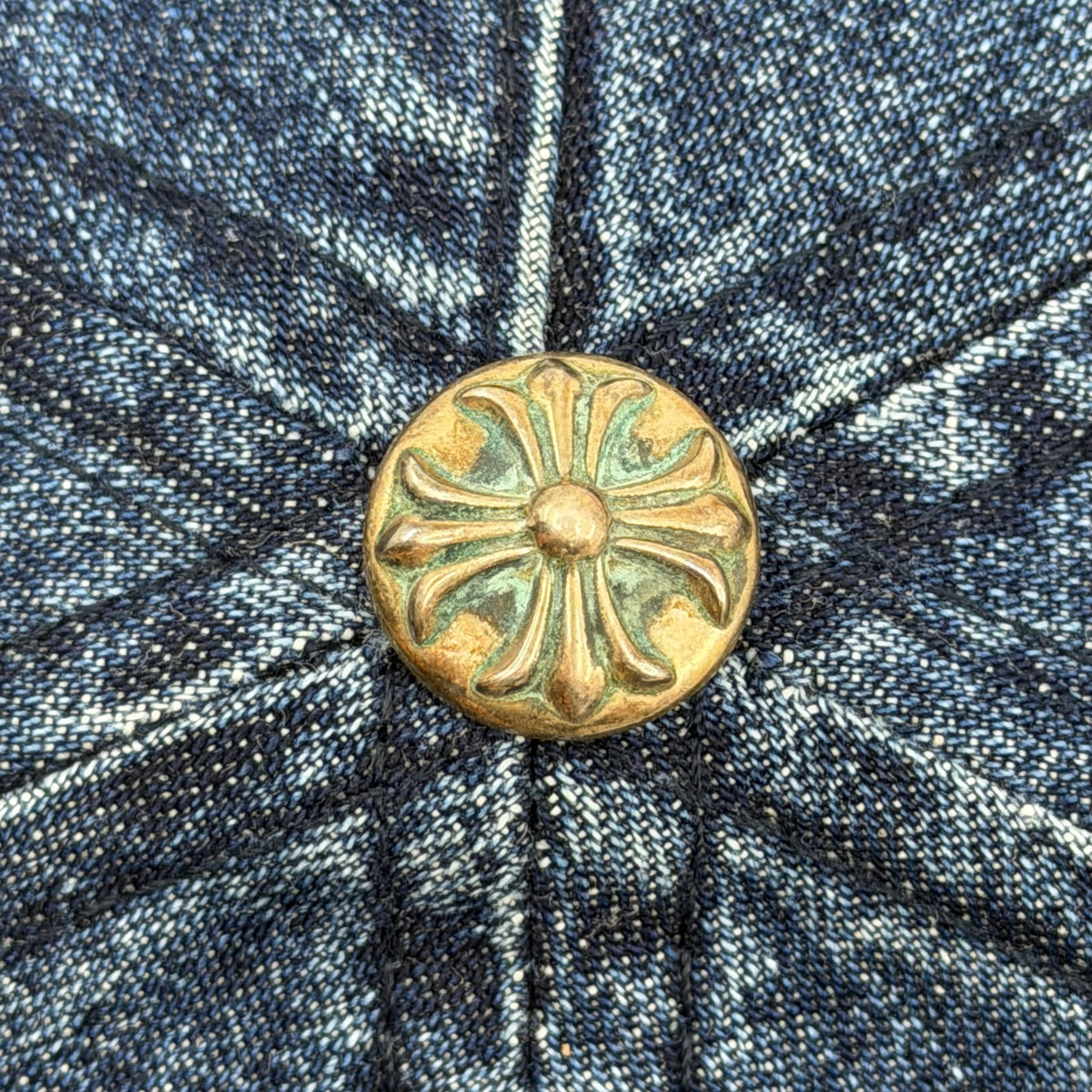 Chrome Hearts Dagger Embroidered Silver Button Cap Denim