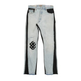 Gallery Dept. Leather Insert Bronco Flare Jeans Blue