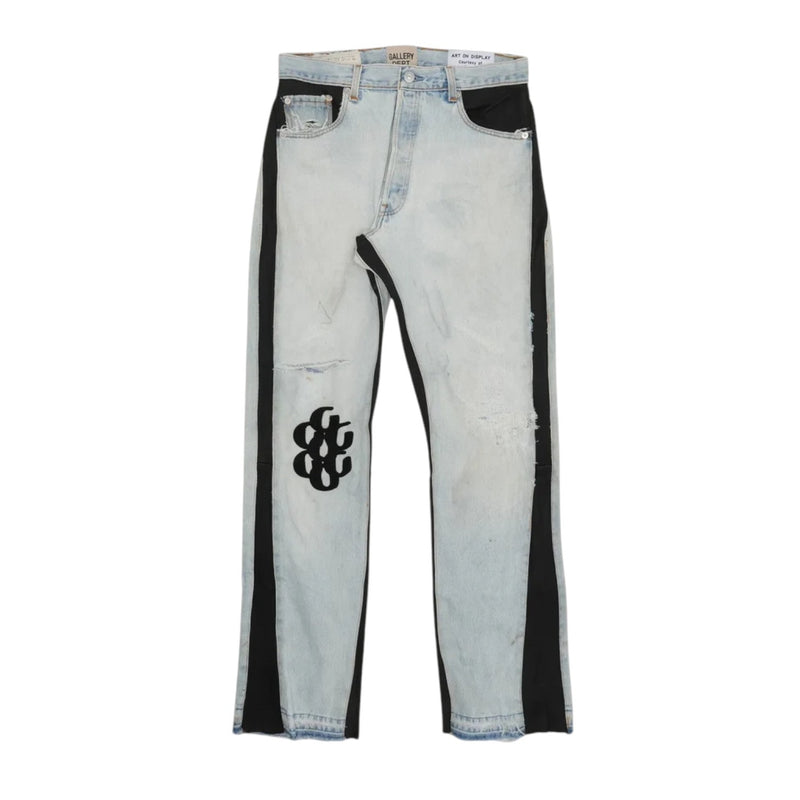 Gallery Dept. Leather Insert Bronco Flare Jeans Blue