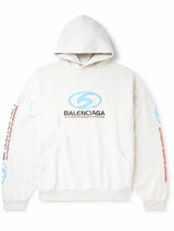 Balenciaga Surfer Cracked Logo Round Hoodie Ecru Light Blue