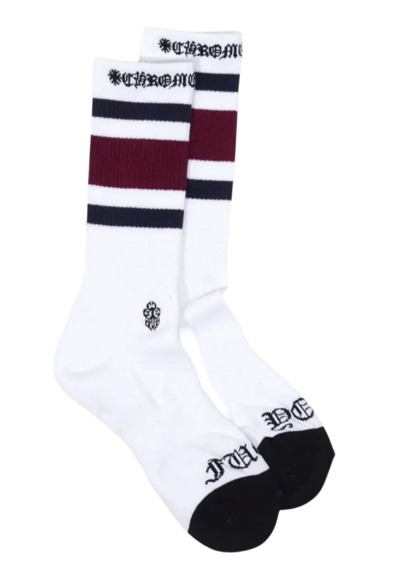Chrome Hearts Sport Sock Single Pair White Burgundy Navy