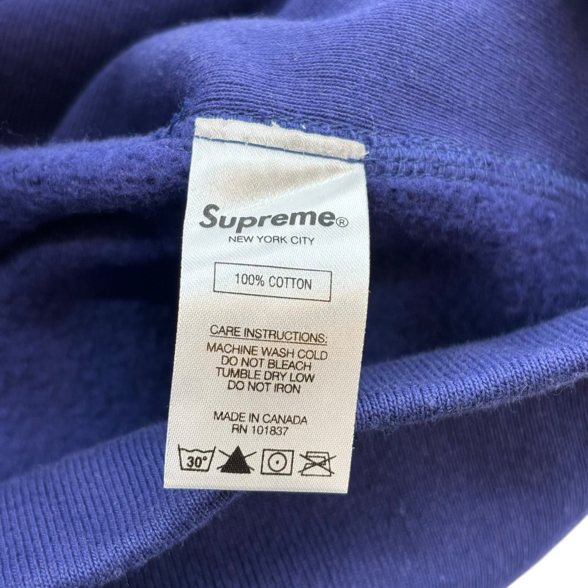 Supreme Drop Shadow Hooded Sweatshirt Washed Navy
