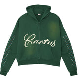 Cactus Valley Hidden Crystal Zip Hoodie Green