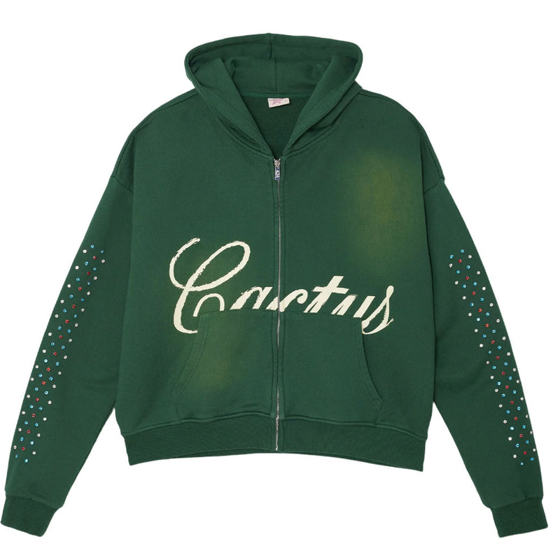 Cactus Valley Hidden Crystal Zip Hoodie Green