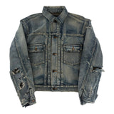 YSL Distressed Denim Jacket Light Wash