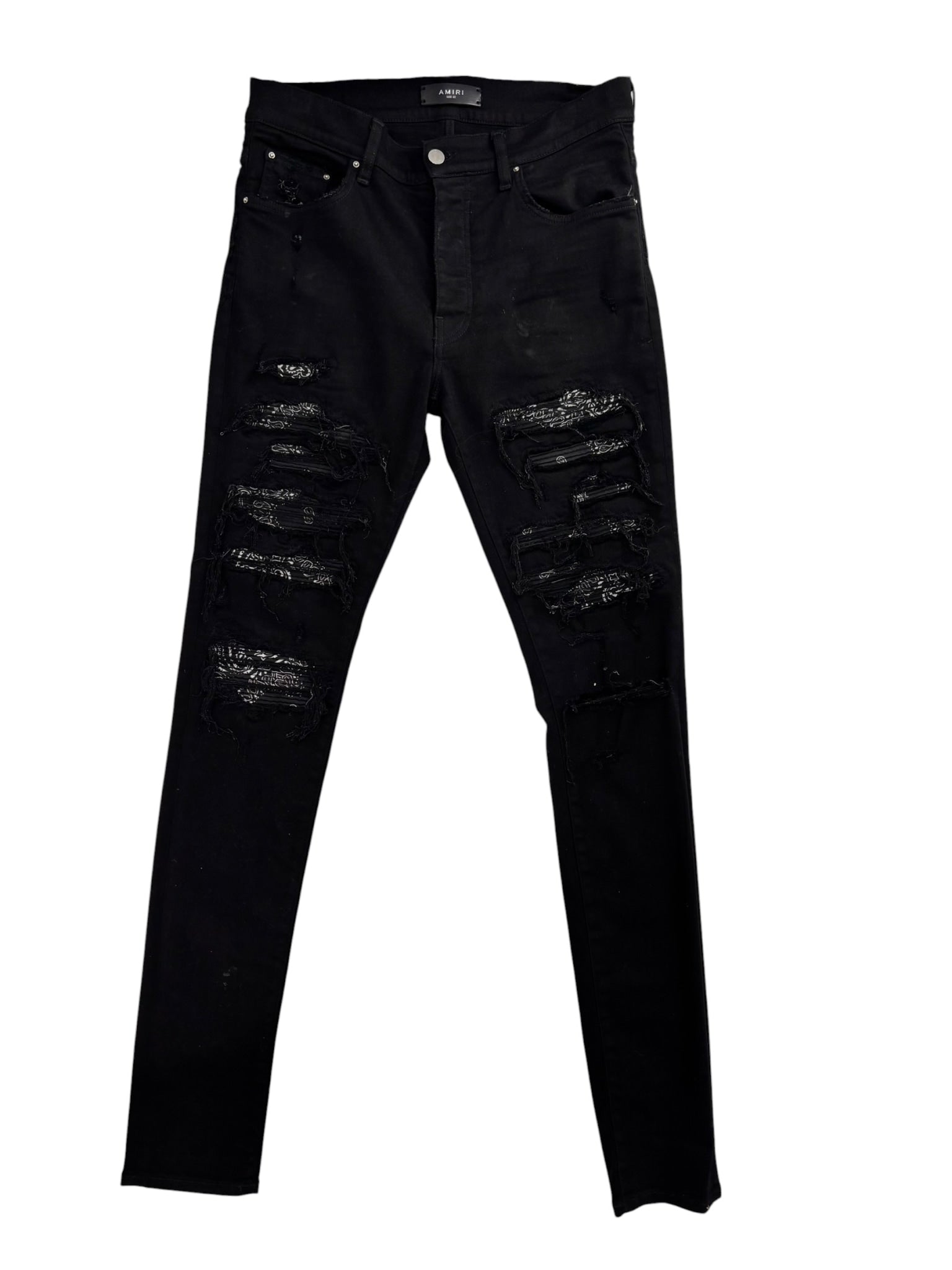 Amiri Mx1 Paisley Ribbed Denim Black