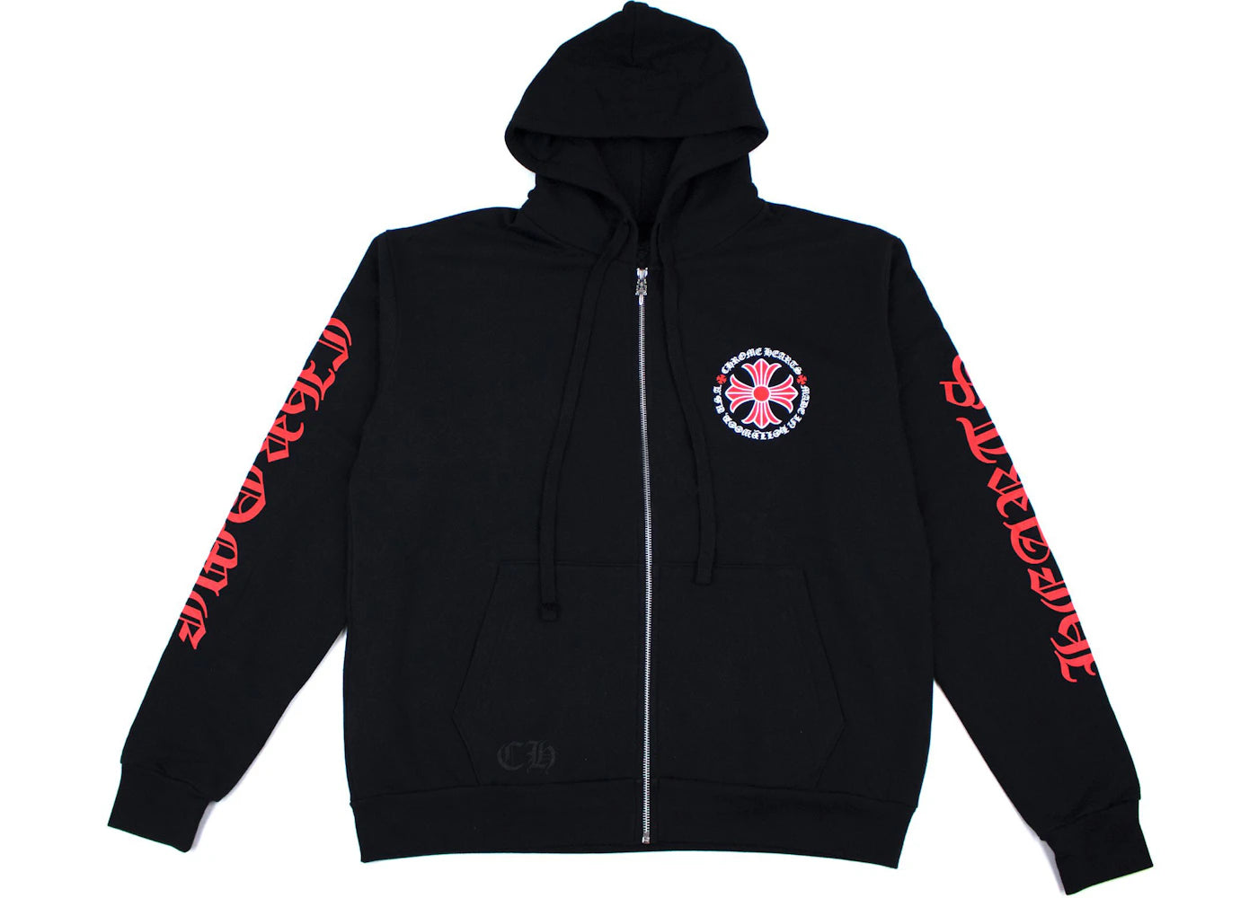 Chrome Hearts Made In Hollywood Plus Cross Zip Up Hoodie Black Red