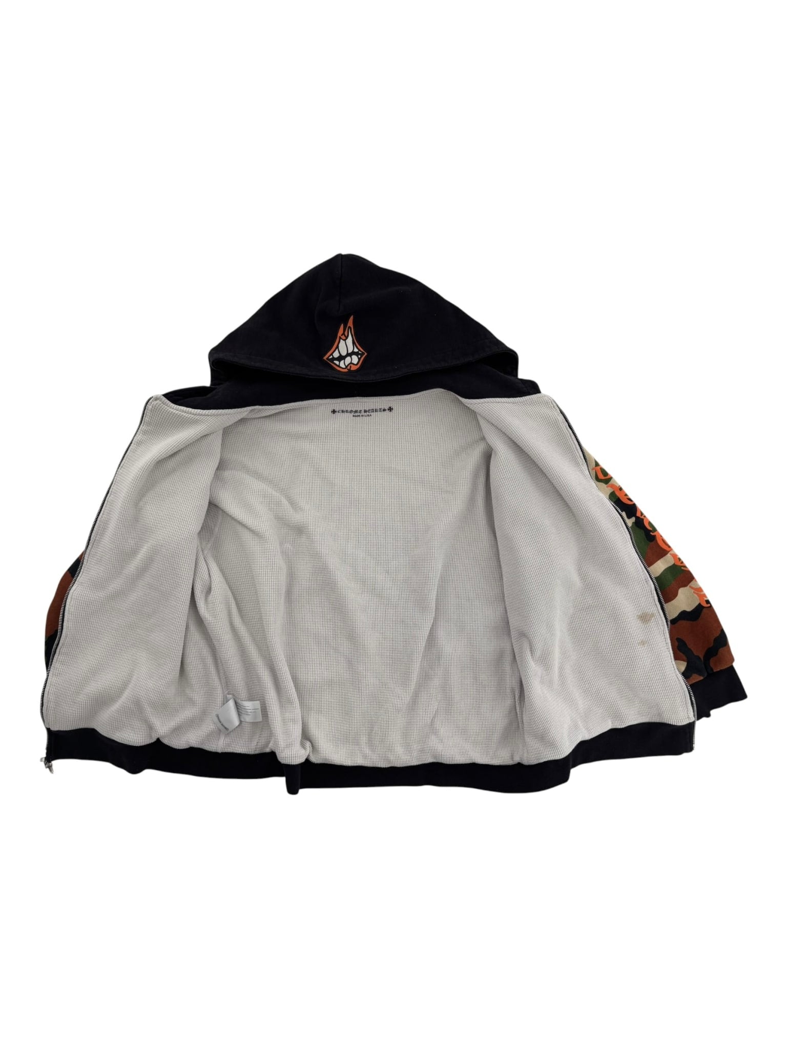 Chrome Hearts Matty Boy Caution Thermal Zip Up Hoodie Camo