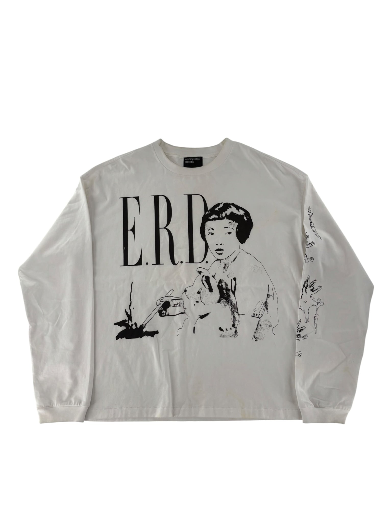 ERD Falling Rabbit Longsleeve Tee Black & White