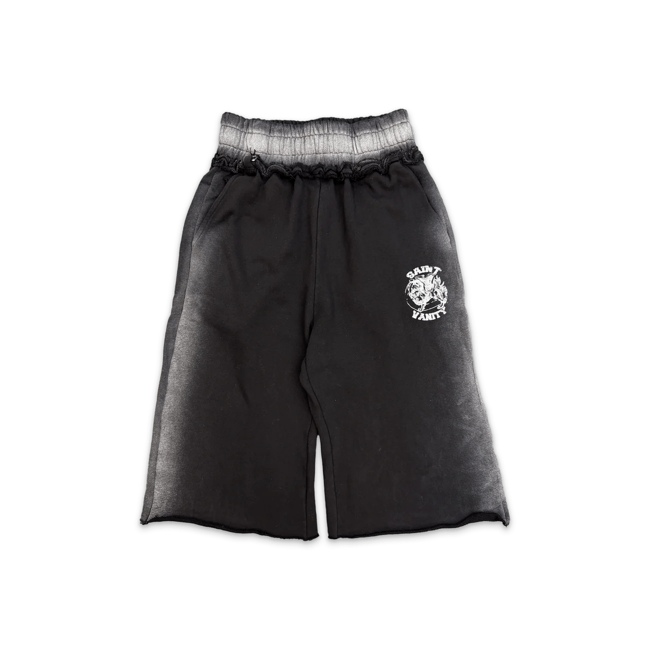 Saint Vanity Logo Long Shorts Black Ash