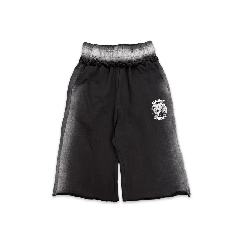 Saint Vanity Logo Long Shorts Black Ash