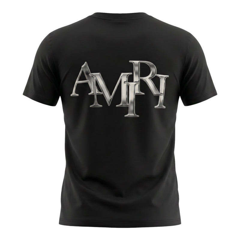Amiri Staggered Logo Tee Black