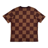 Louis Vuitton Short-Sleeved Cotton Damier Crewneck with Crystal LV Patch Sienna