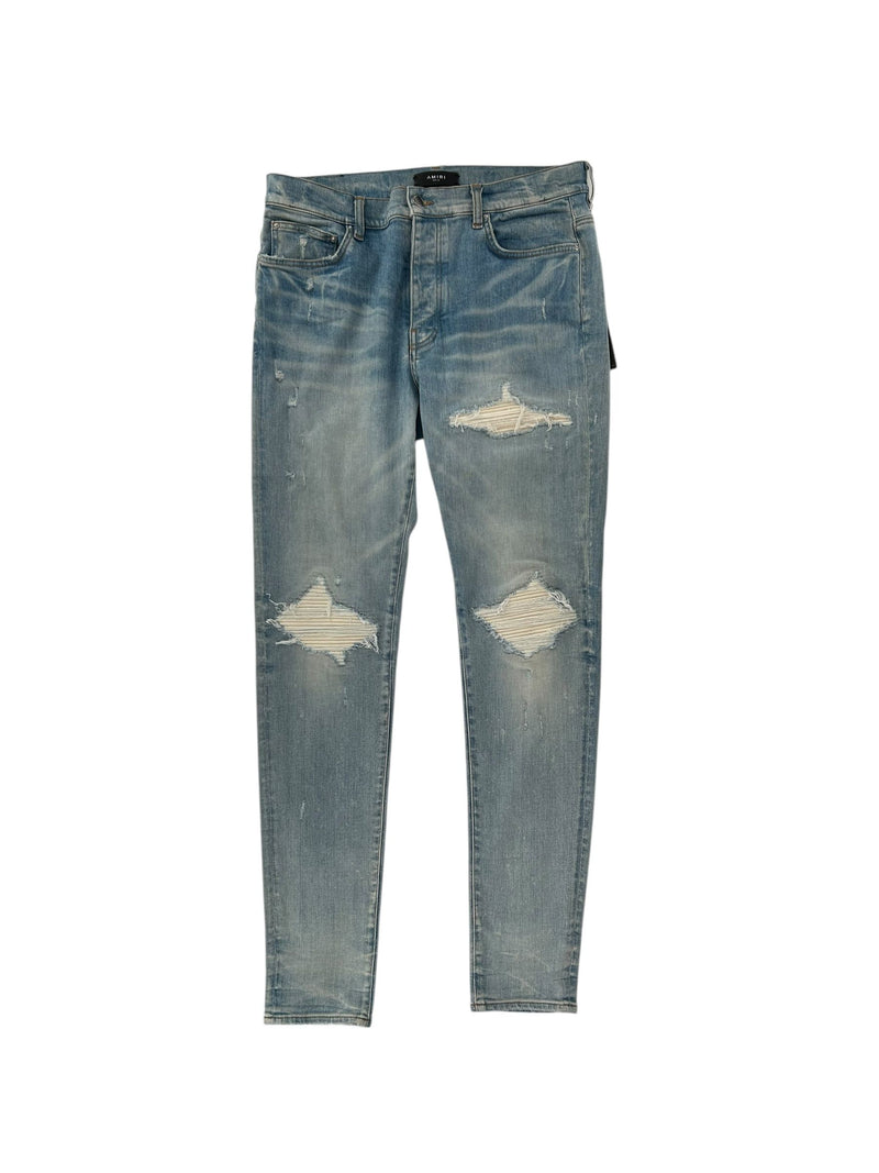 Amiri MX1 Lightwash Jeans White Ribbed