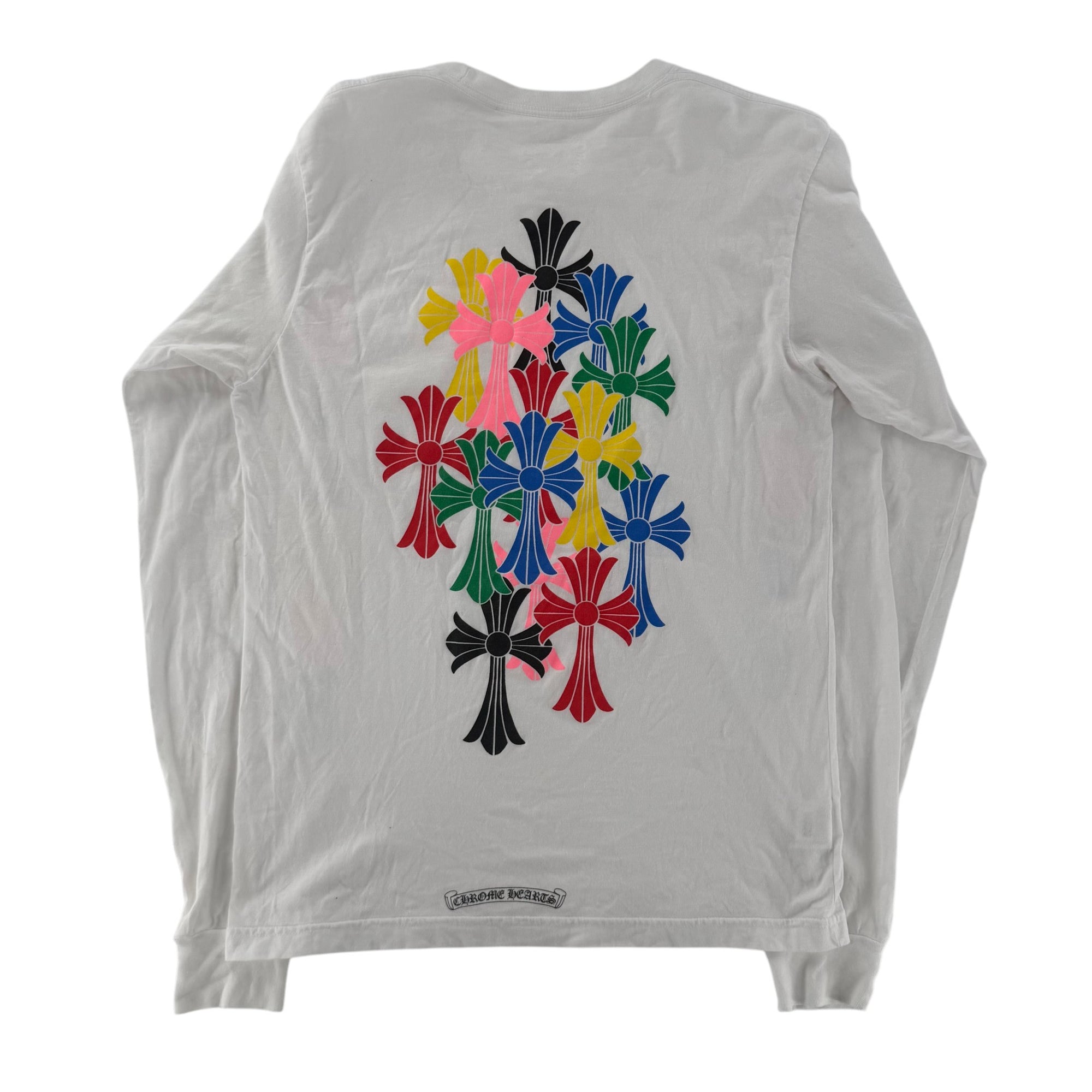Chrome Hearts Multi Color Cross Cemetery Long Sleeve Shirt White