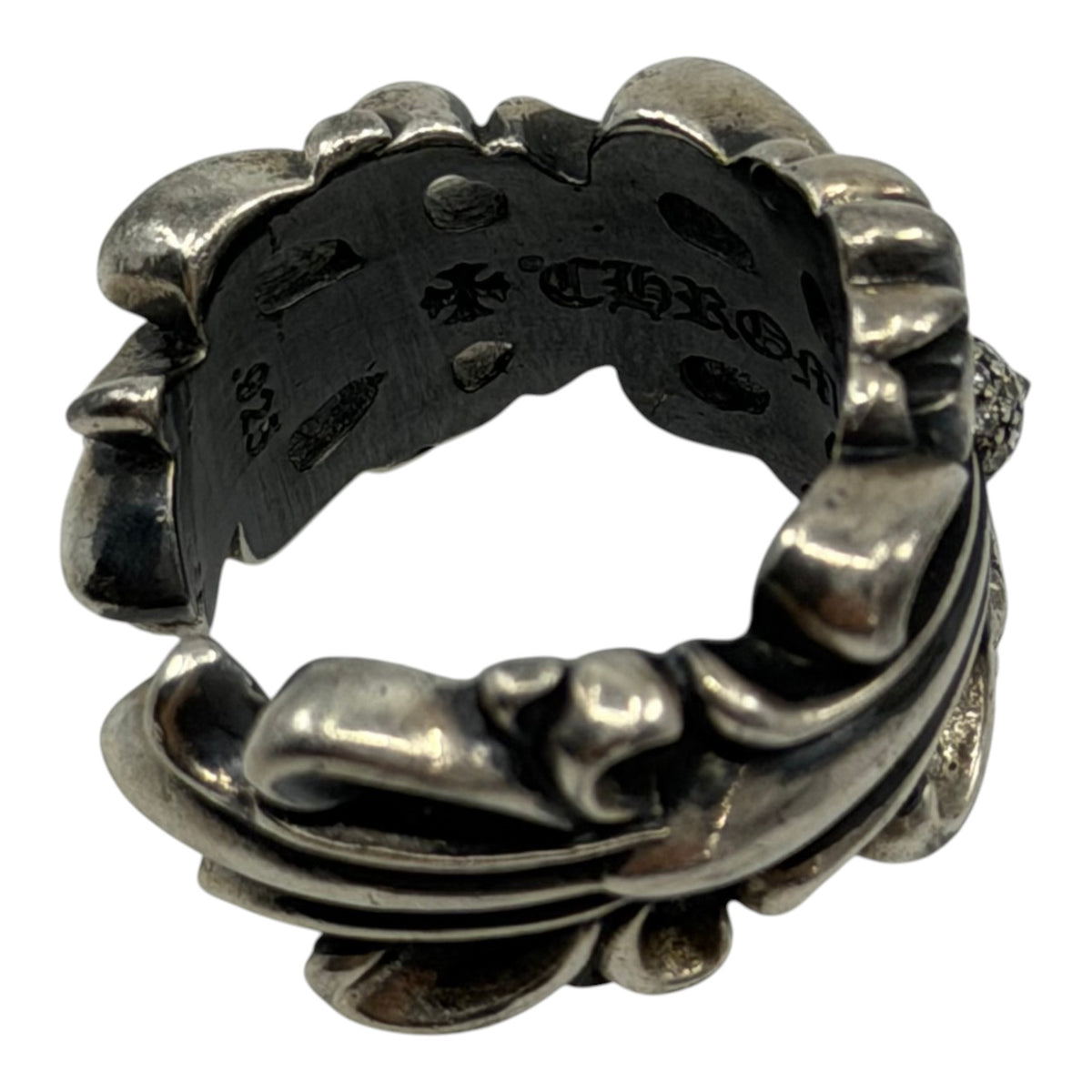 Chrome Hearts Diamond Floral Ring Silver