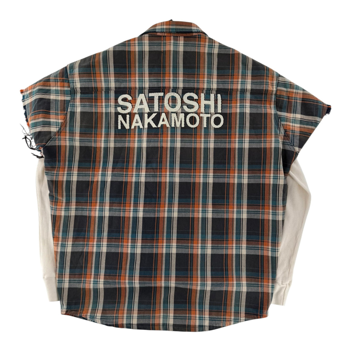 Satoshi Bender Cut Off Flannel Orange Plaid