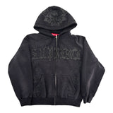 Supreme Leather Applique Zip Up Hooded Sweatshirt