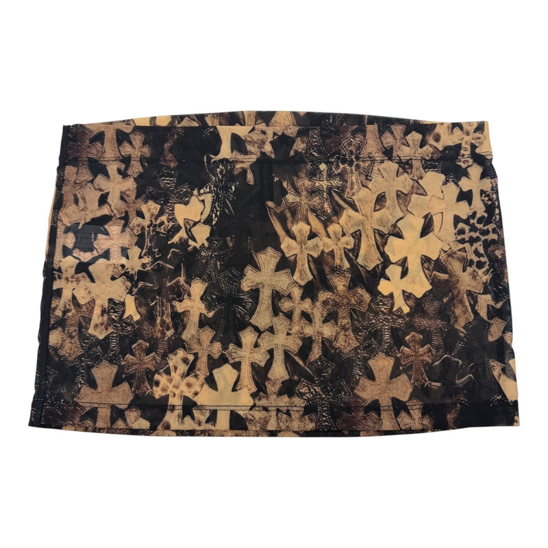 Chrome Hearts Cross Print Womens Mesh Skirt Brown
