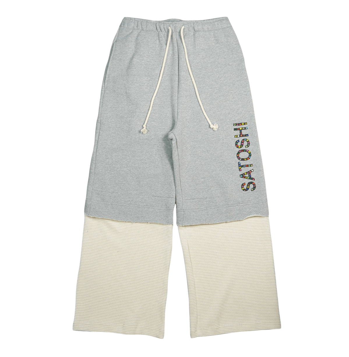 Satoshi Nakamoto Double Layer Studded Sweatpants White
