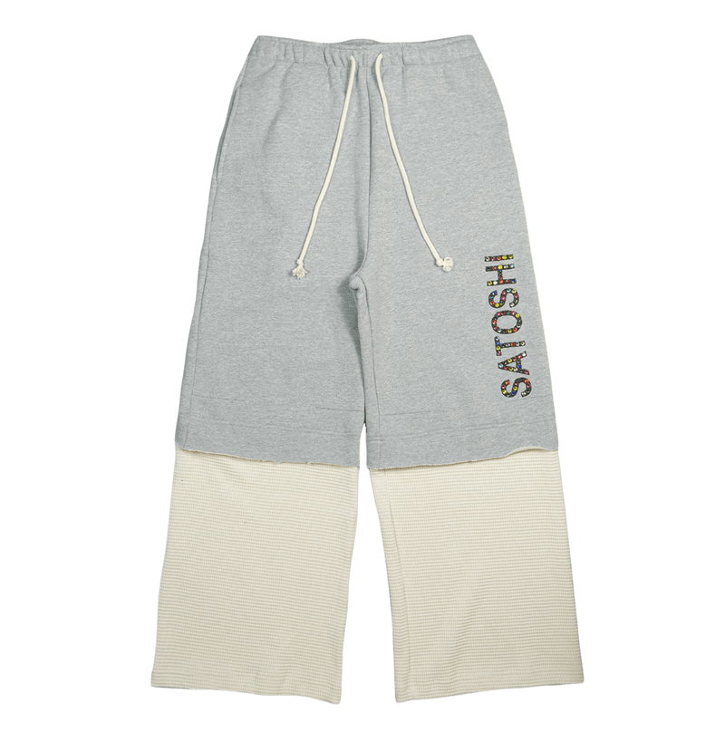 Satoshi Nakamoto Double Layer Studded Sweatpants White