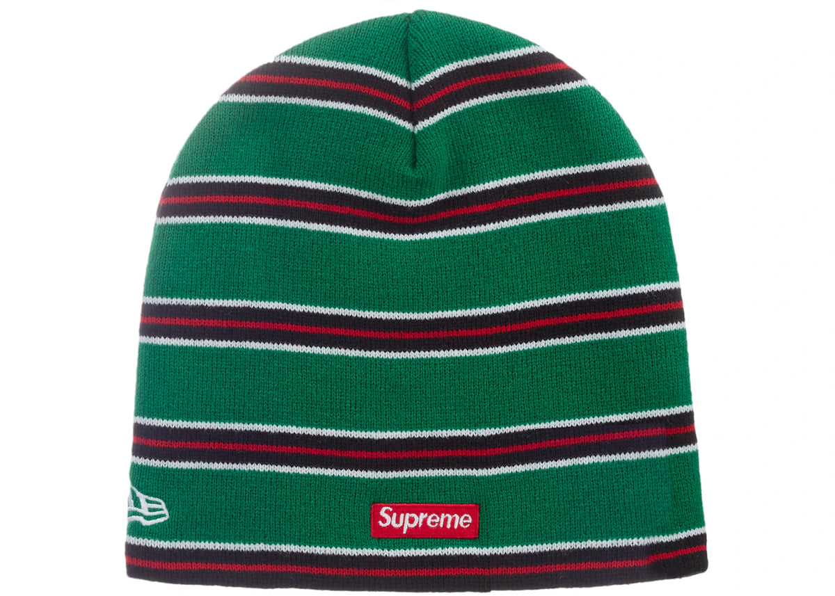 Supreme New Era Stripe Beanie Green