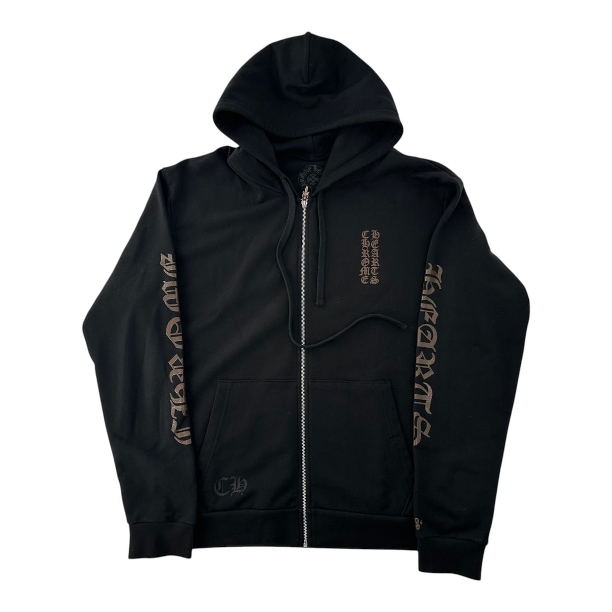 Chrome Hearts Glitter 1988 Vertical Logo Zip-Up Hoodie Black