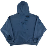 Balenciaga Distressed Logo Hoodie Blue